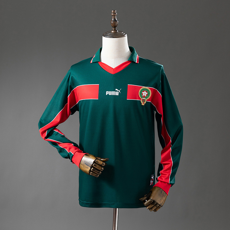 Morocco 1998 Home Long Sleeve Retro Jersey S-XXL